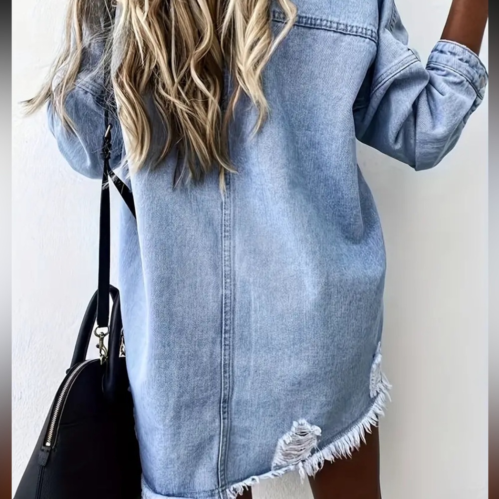 Distressed Jean Top - Picture 5 of 7